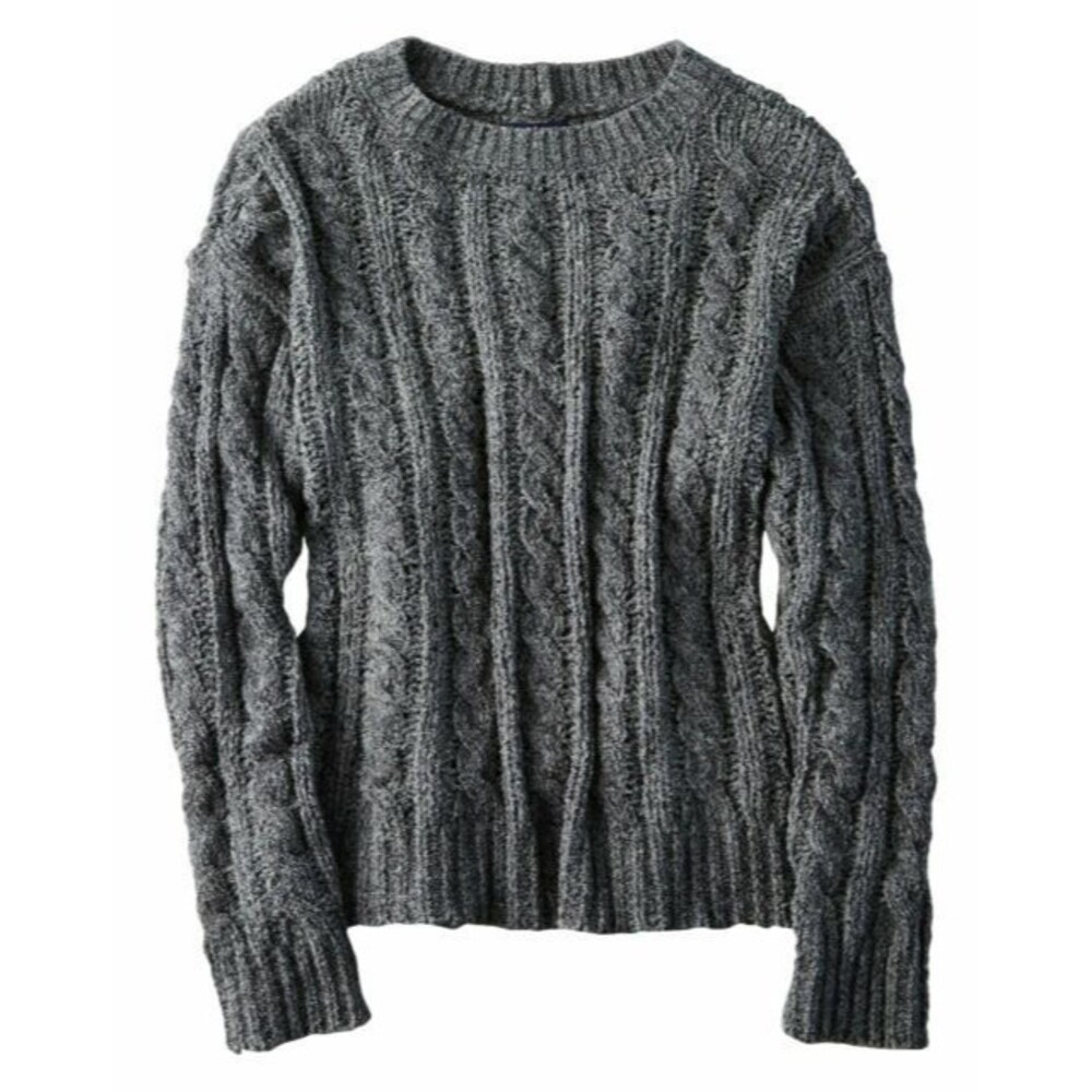 American Eagle Outfitters Women's Impossibly Soft Cable Knit Sweater - Gray,...